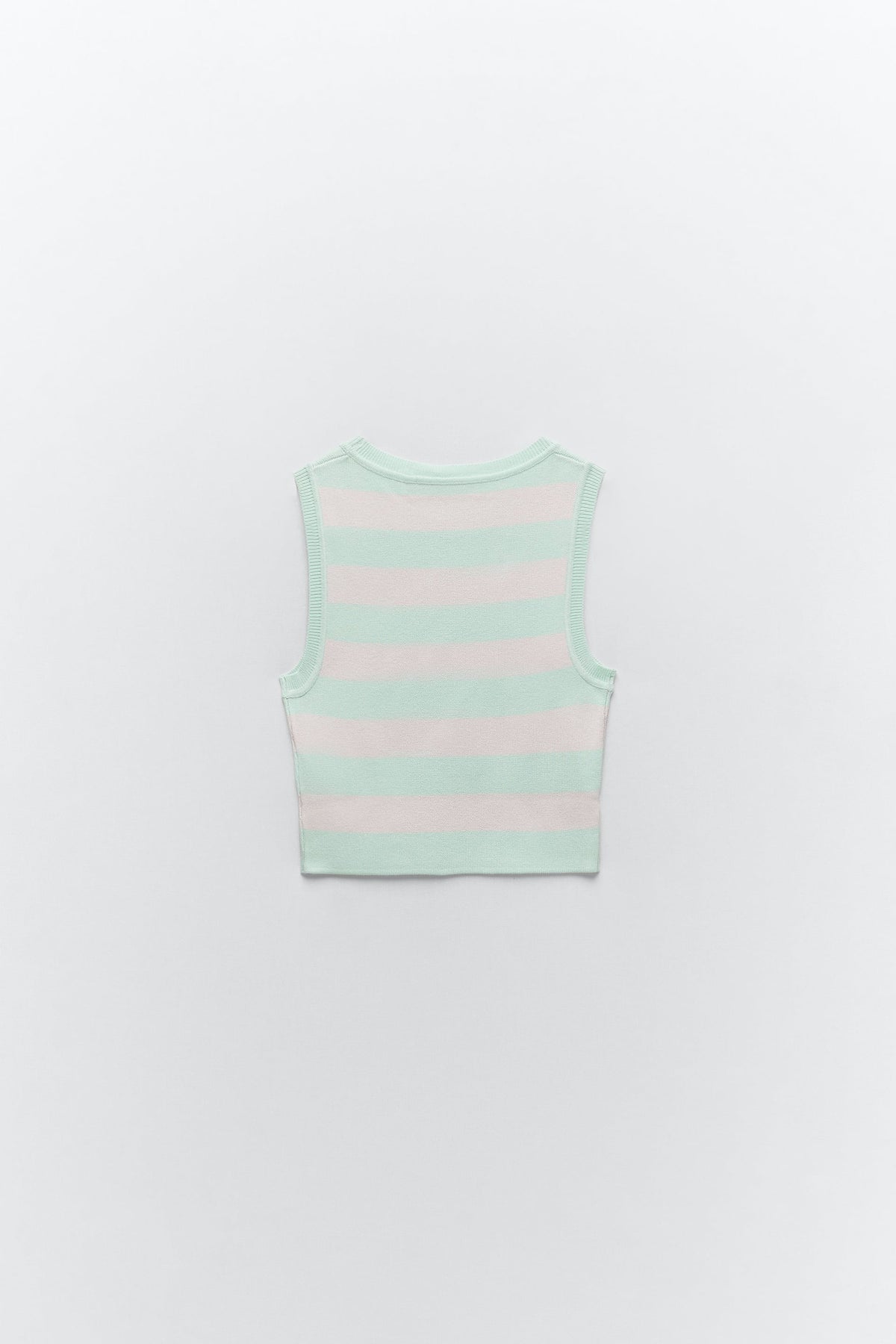Women White / Green Knit Crop Top