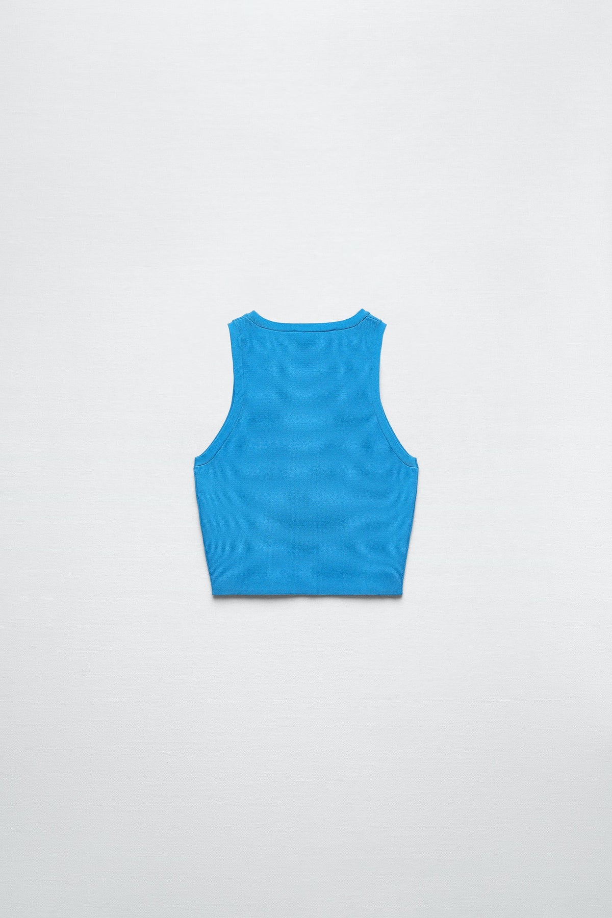 Women Blue Knit Crop Top