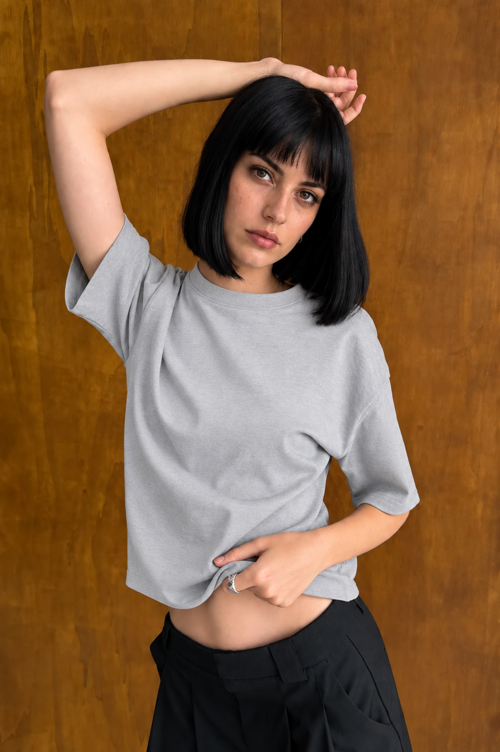 Perfectly Cropped Light Grey T-shirt - Heavy 250 GSM Cotton