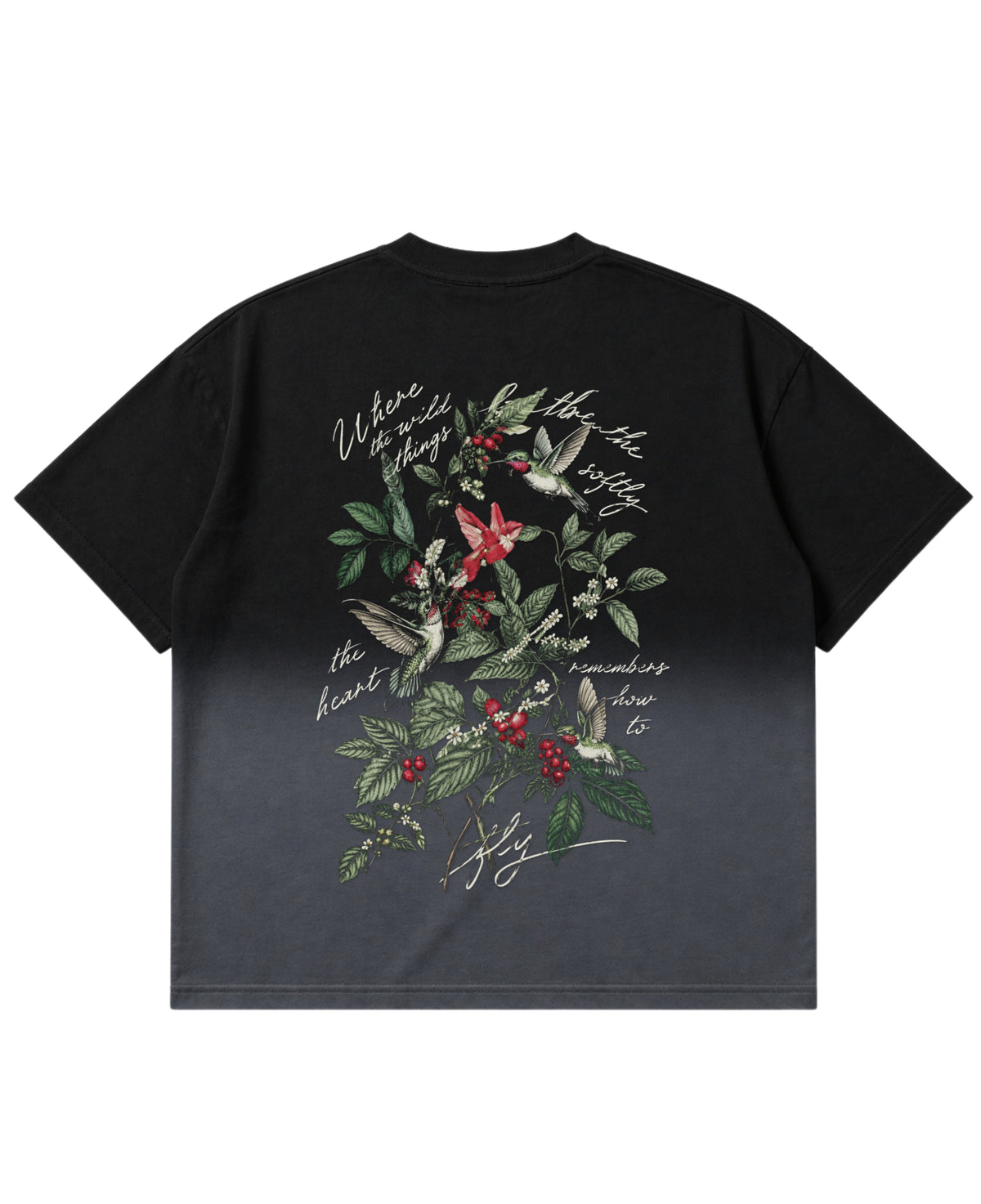 Black Ombré Wash Boxy Fit T-shirt Back Design