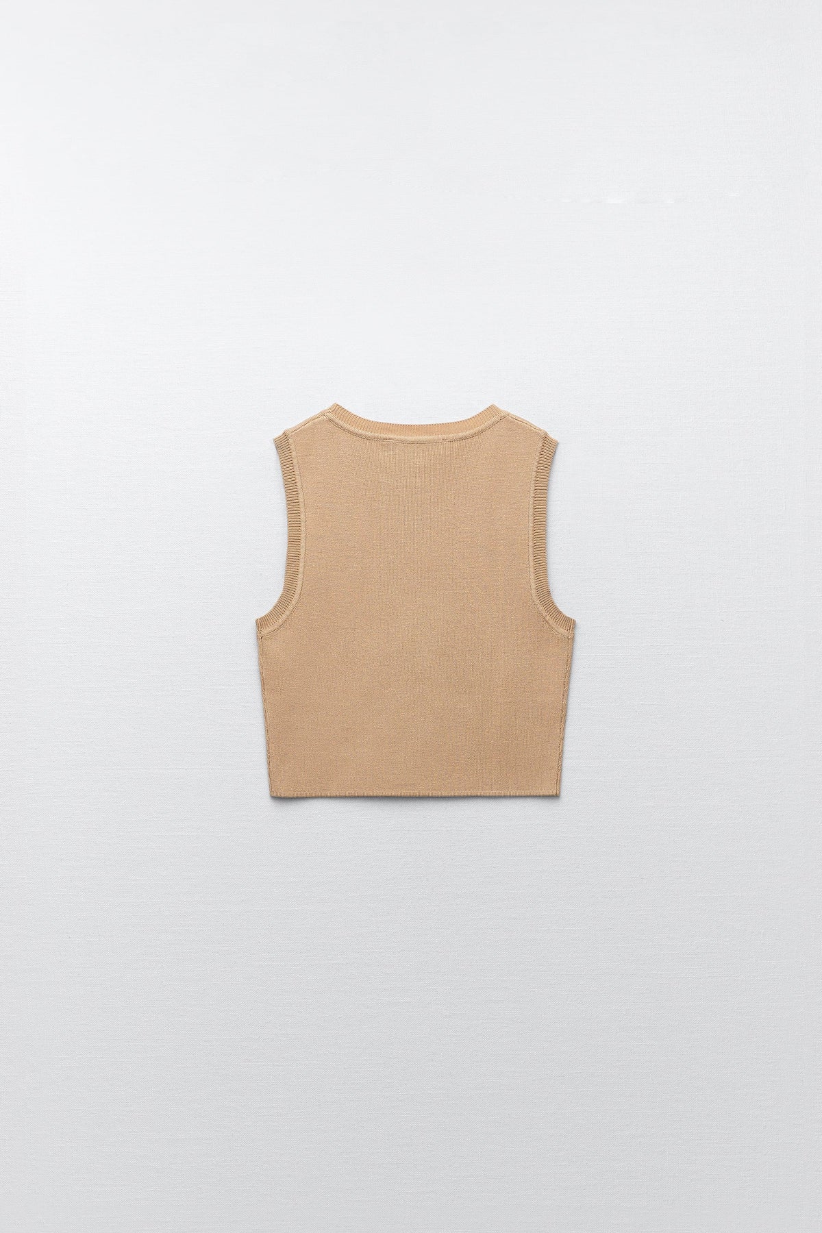 Women Beige Knit Crop Top