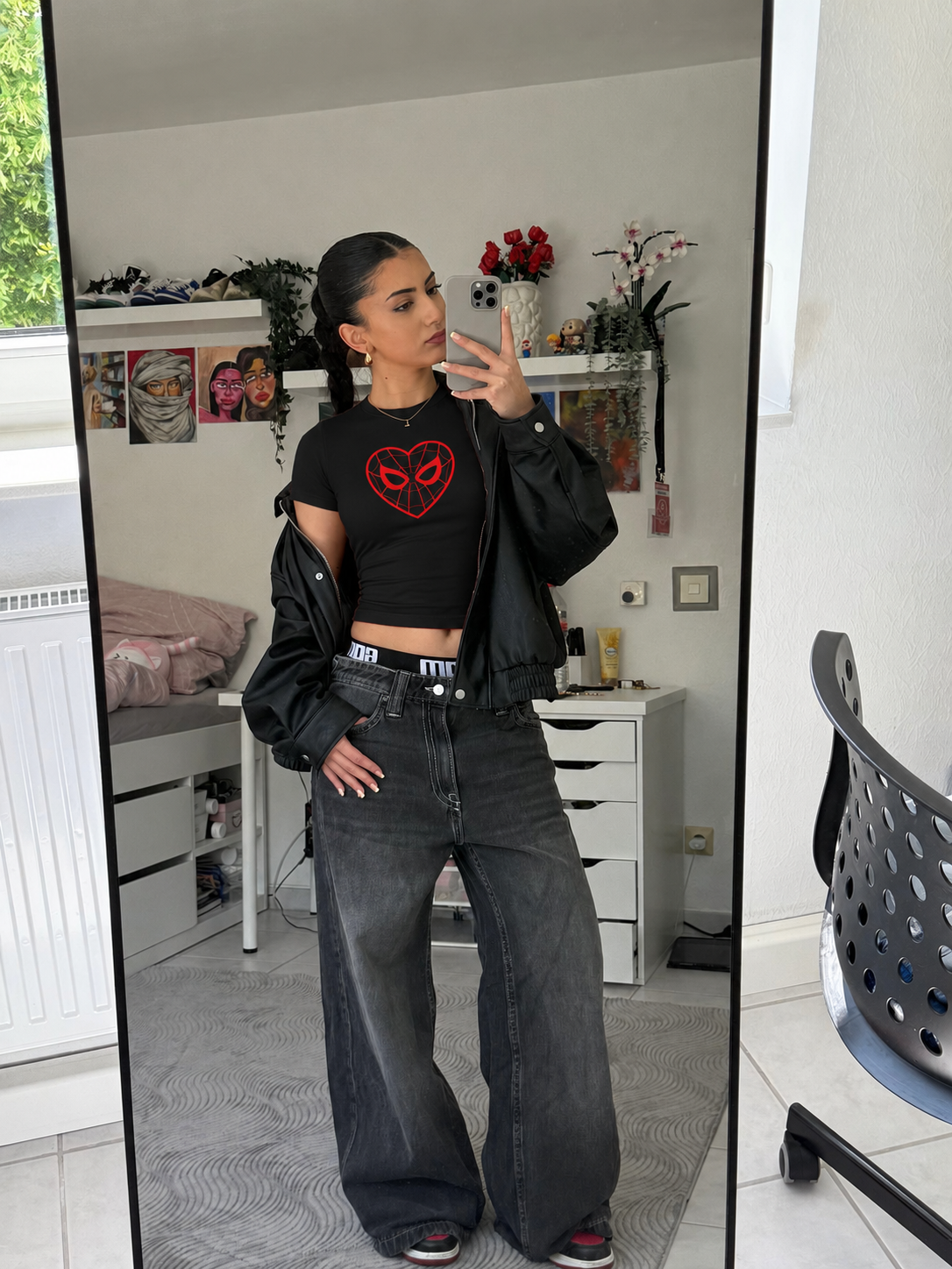 Black Spidey Loves You Baby Tee - Classic FIt