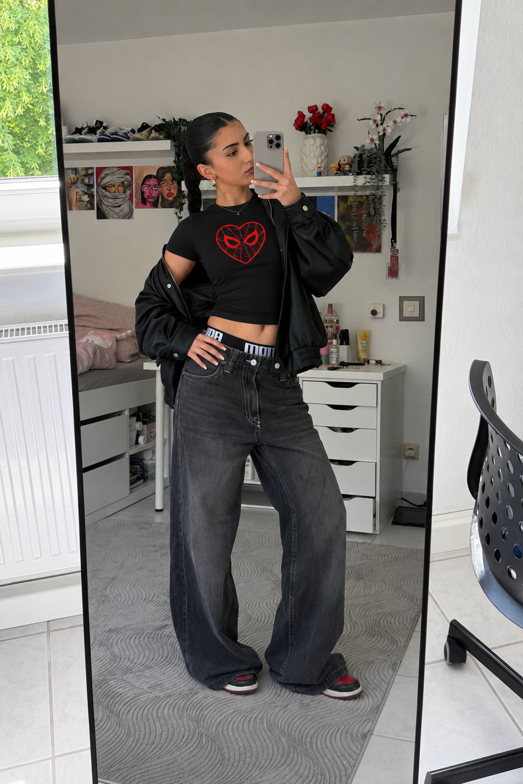 Black Spidey Loves You Baby Tee - Classic FIt