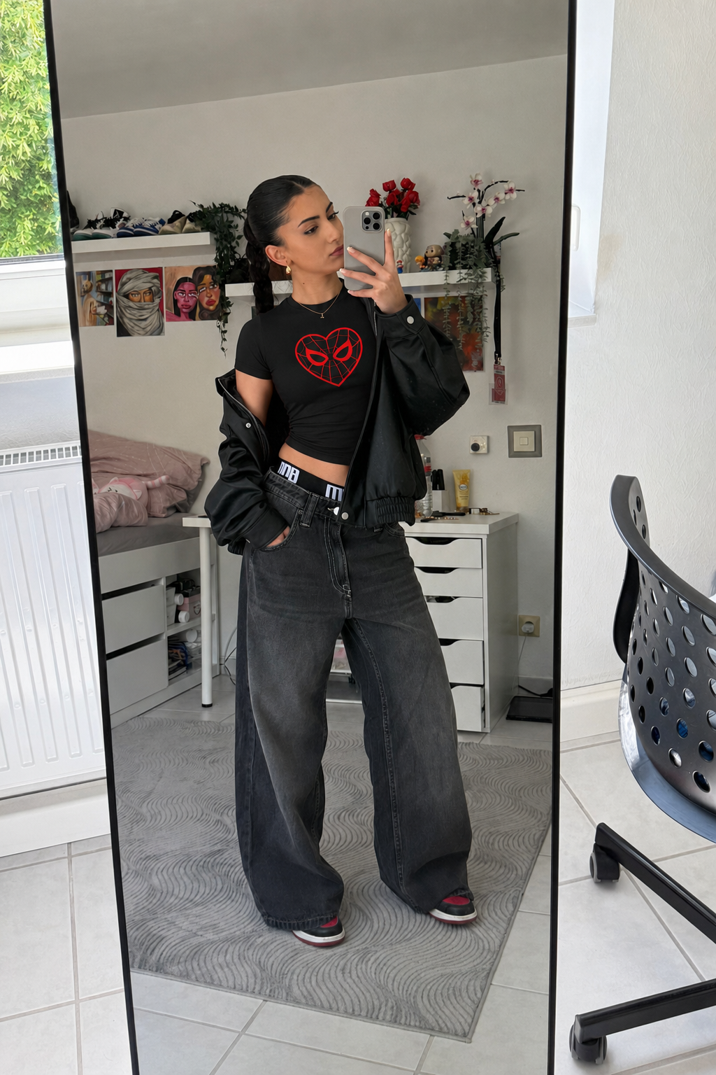 Black Spidey Loves You Baby Tee - Classic FIt