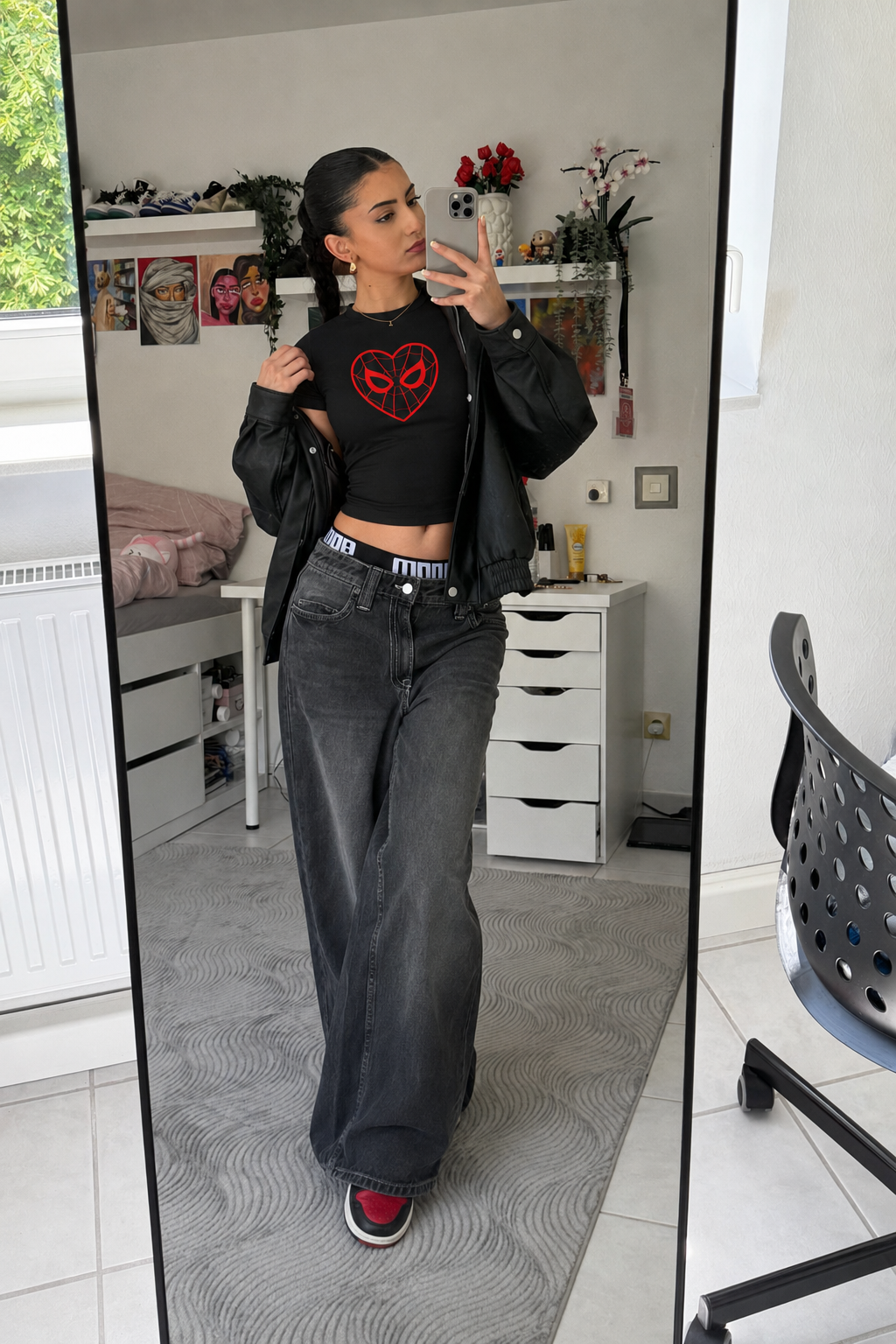 Black Spidey Loves You Baby Tee - Classic FIt