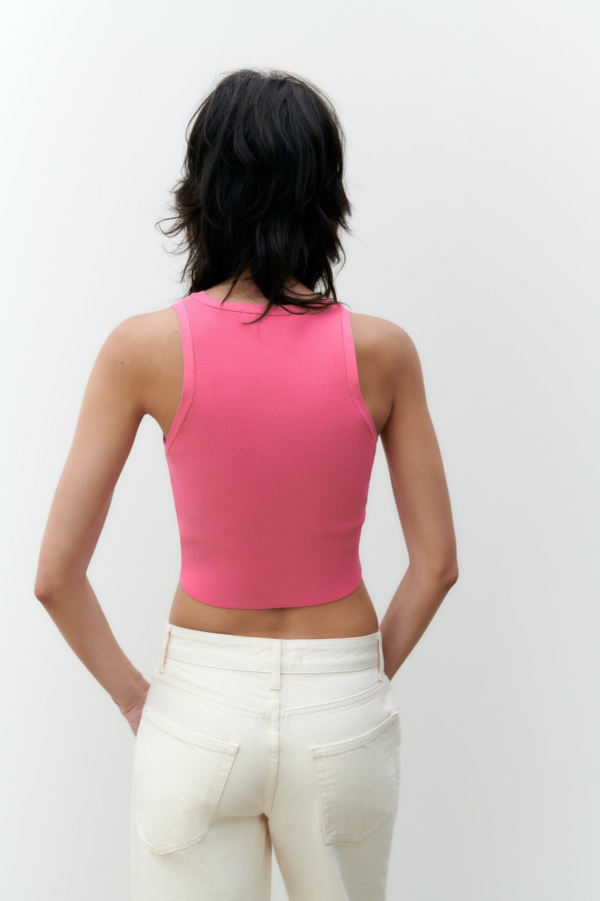 Women Pink Knit Crop Top