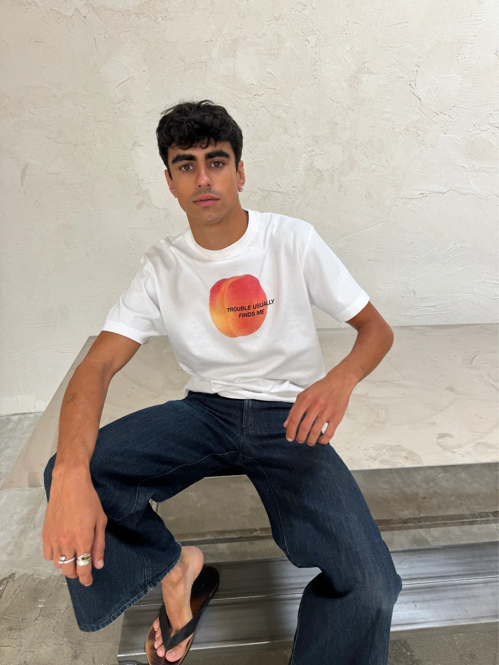 Oversized White Peach T-shirt - Heavy 250 GSM Cotton