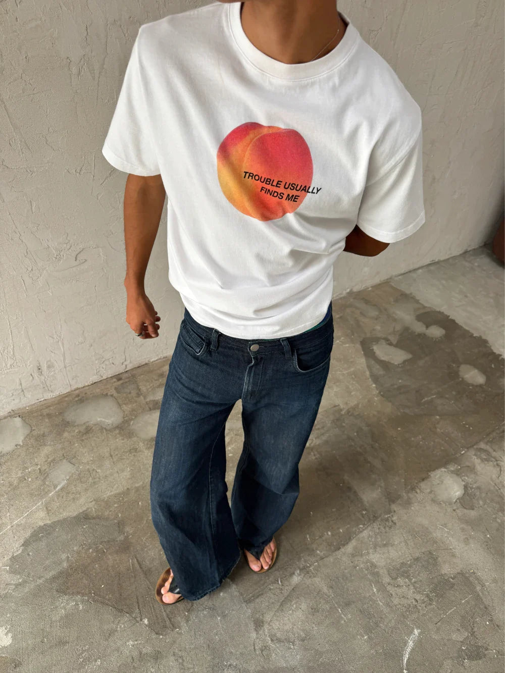 Oversized White Peach T-shirt - Heavy 250 GSM Cotton