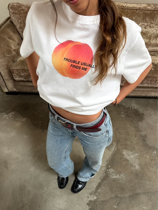 Oversized White Peach T-shirt - Heavy 250 GSM Cotton