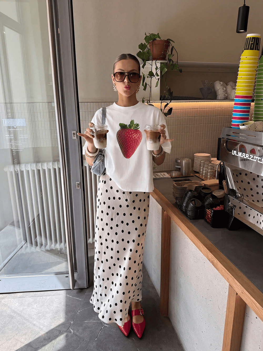 Oversized White Strawberry T-shirt - Heavy 250 GSM Cotton