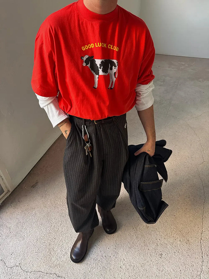 DRPPLY Oversized Red Good Luck Club T-shirt