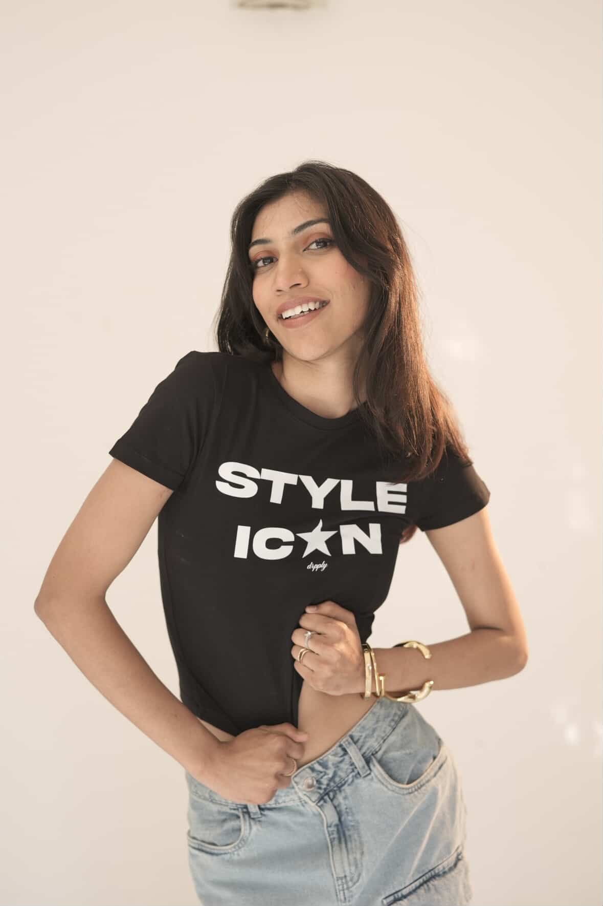 Black Style Icon Baby Tee - Classic Fit
