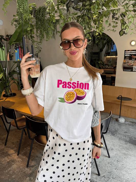 Oversized White Passion T-shirt - Heavy 250 GSM Cotton