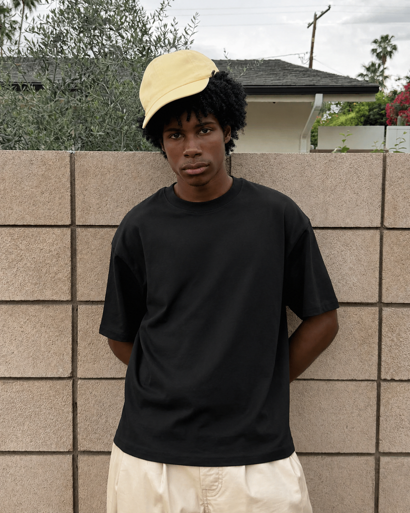 Men's Oversized Black T-shirt - Heavy 250 GSM Cotton