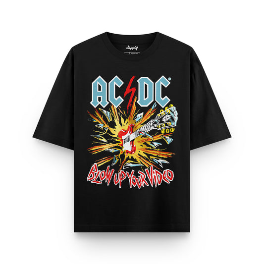 Oversized Black AC/DC T-shirt - Heavy 250 GSM Cotton