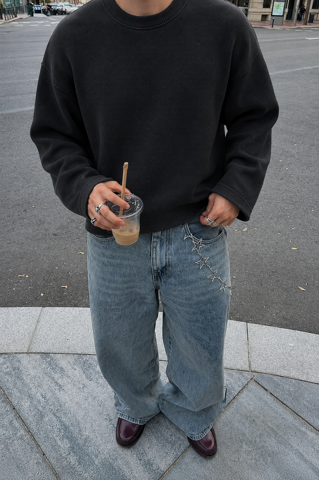 Midnight Crew Boxy Fit Waffle Tee