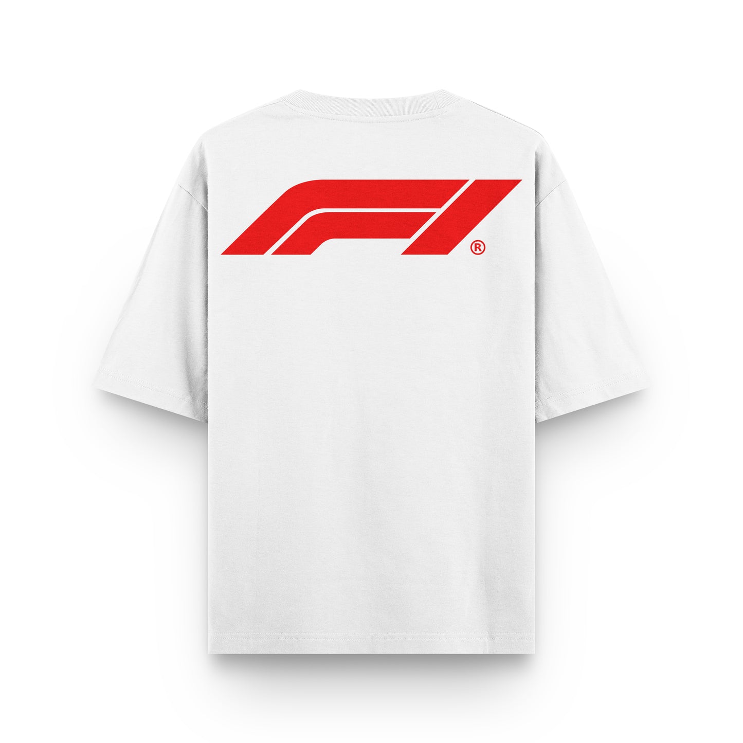 Oversized White Formula 1 T-shirt - Heavy 250 GSM Cotton