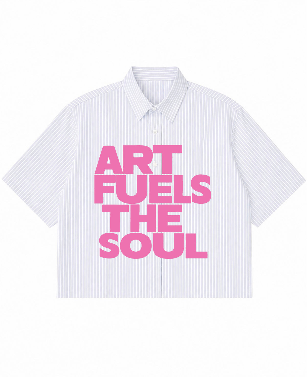 Blue Striped Oxford Boxy Shirt Front Design