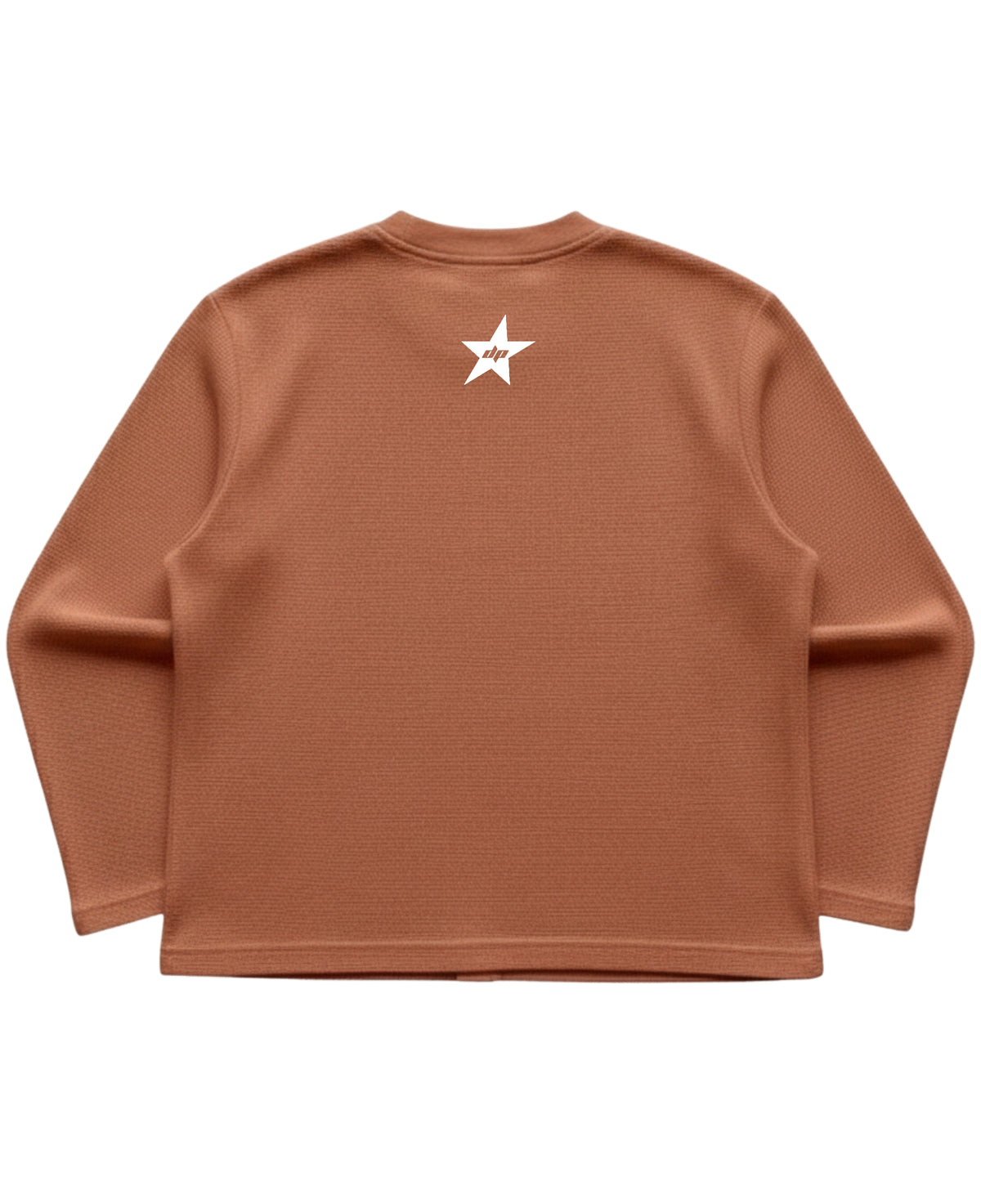 Brown waffle knit oversized full-sleeve Back Design