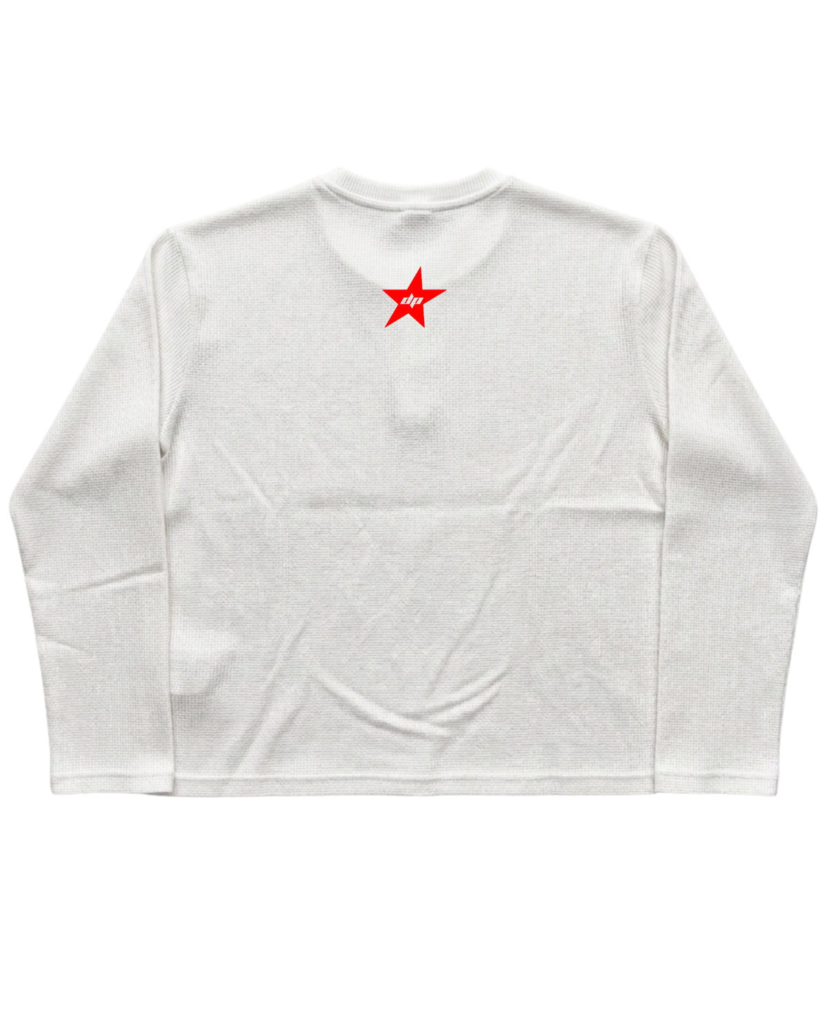 White Henley waffle knit Back Design