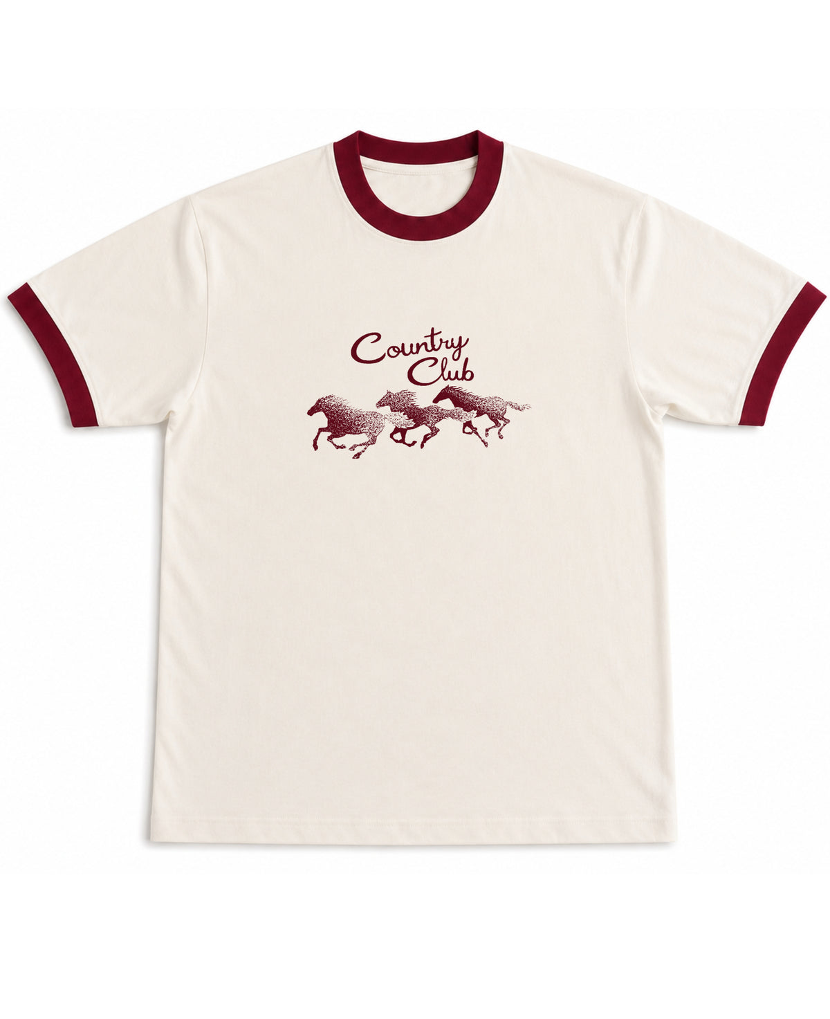 Off White & Maroon Ringer tee Front Design