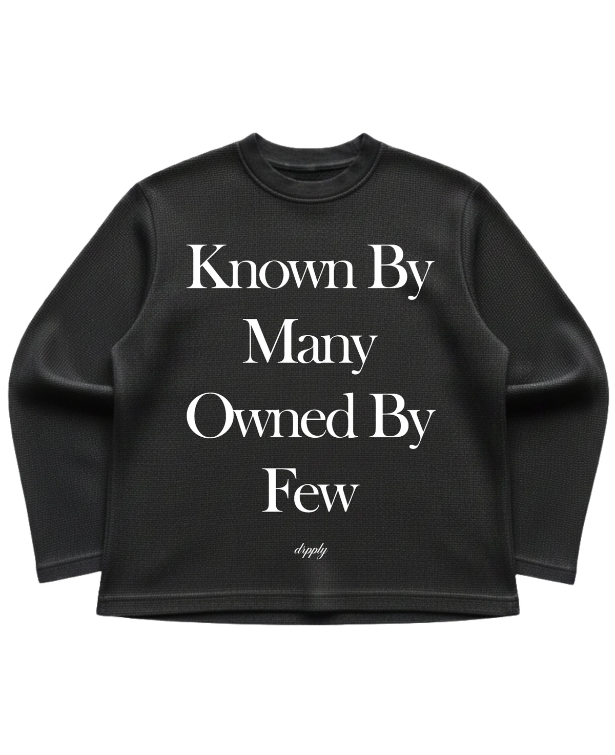 Black waffle knit oversized full-sleeve Front Design