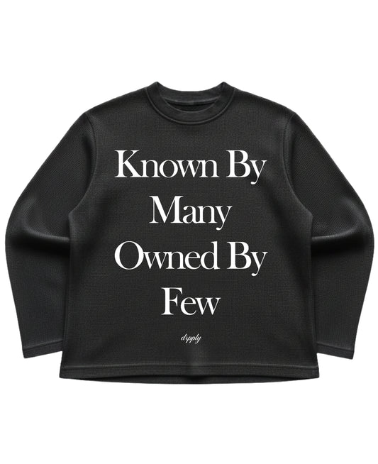 Black waffle knit oversized full-sleeve Front Design