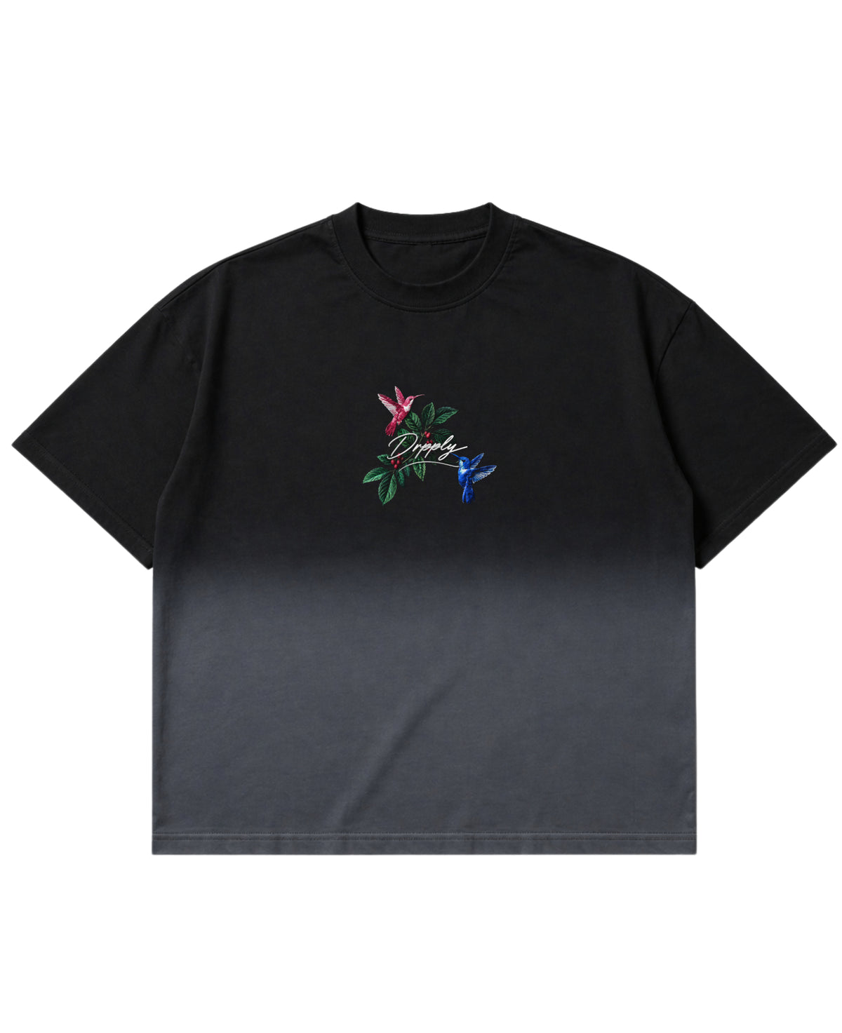 Black Ombré Wash Boxy Fit T-shirt Front Design