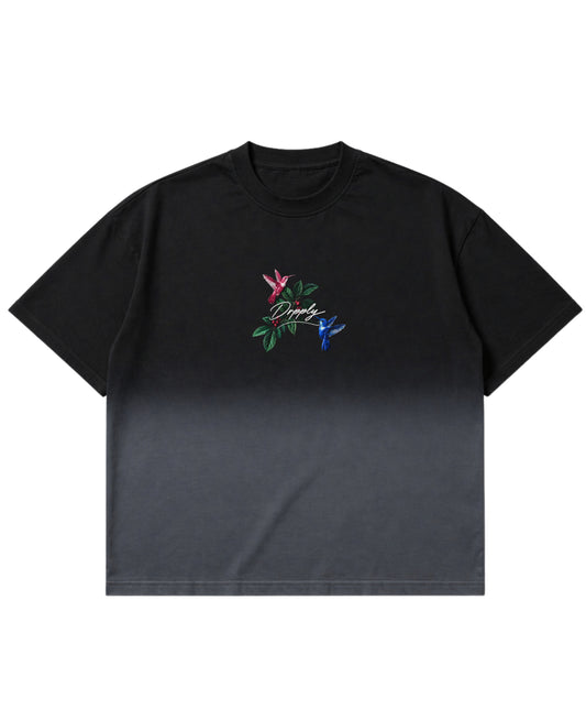 Black Ombré Wash Boxy Fit T-shirt Front Design