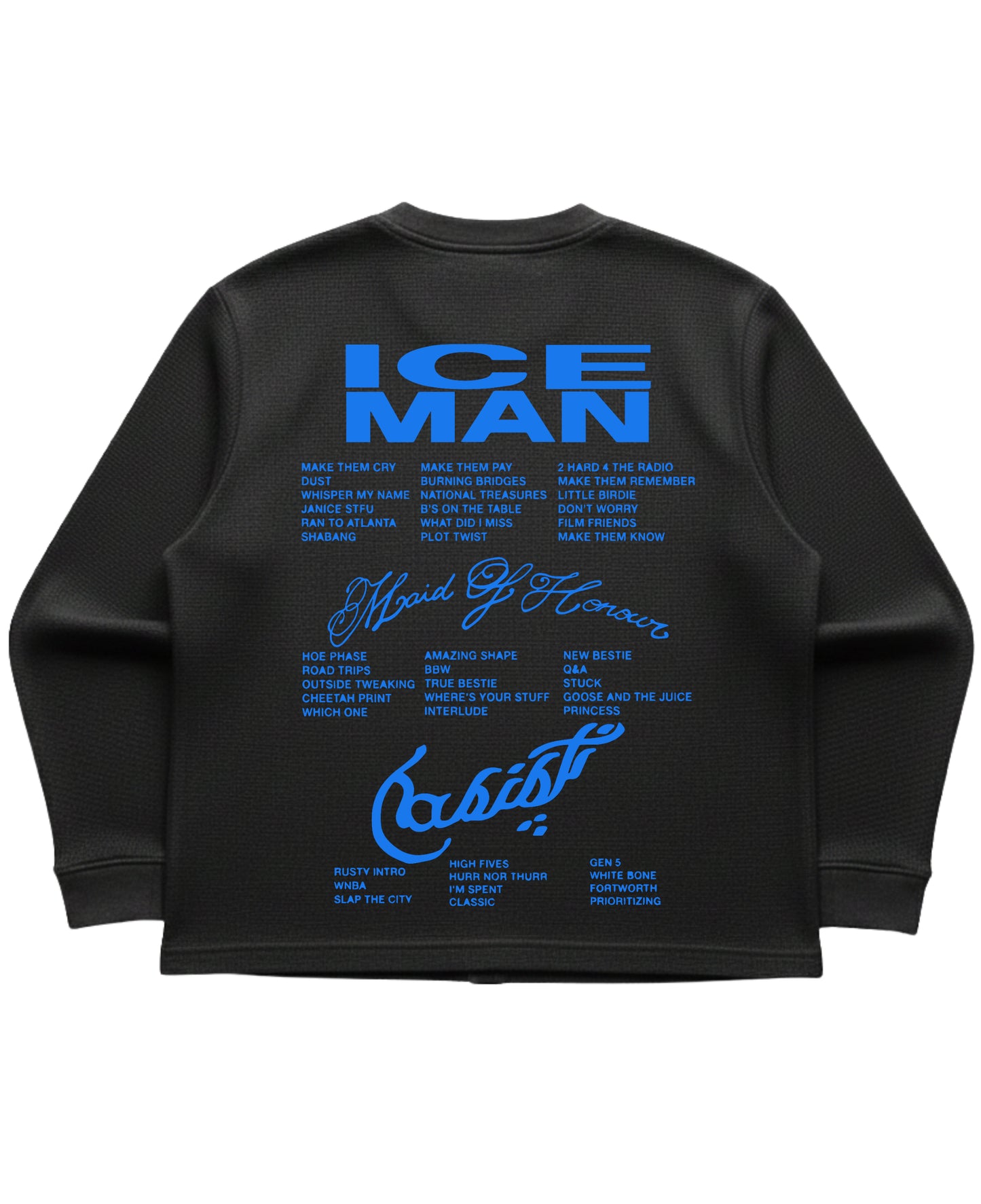 Black waffle knit oversized full-sleeve Back Design