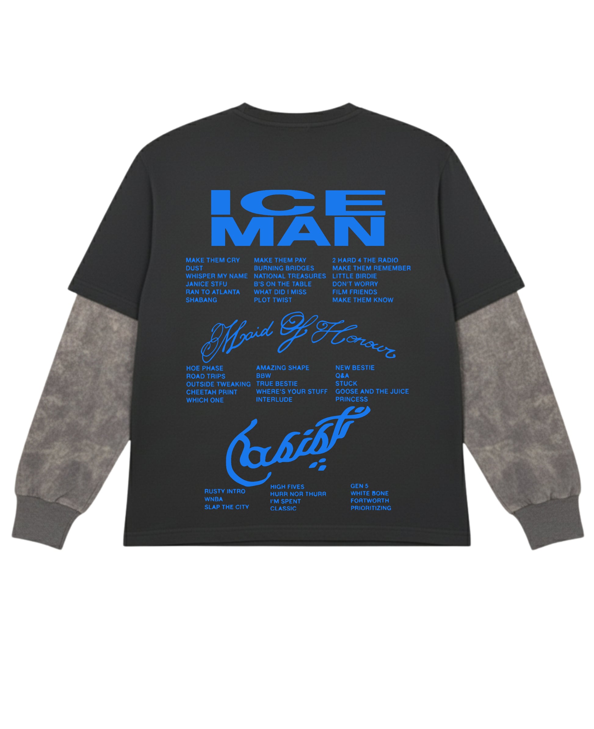 Black With Acidwash Sleeve Oversized Tee Back Design