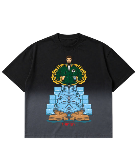 Black Ombré Wash Boxy Fit T-shirt Front Design