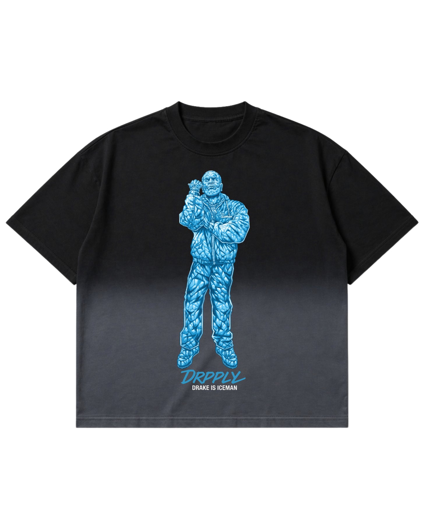 Black Ombré Wash Boxy Fit T-shirt Front Design