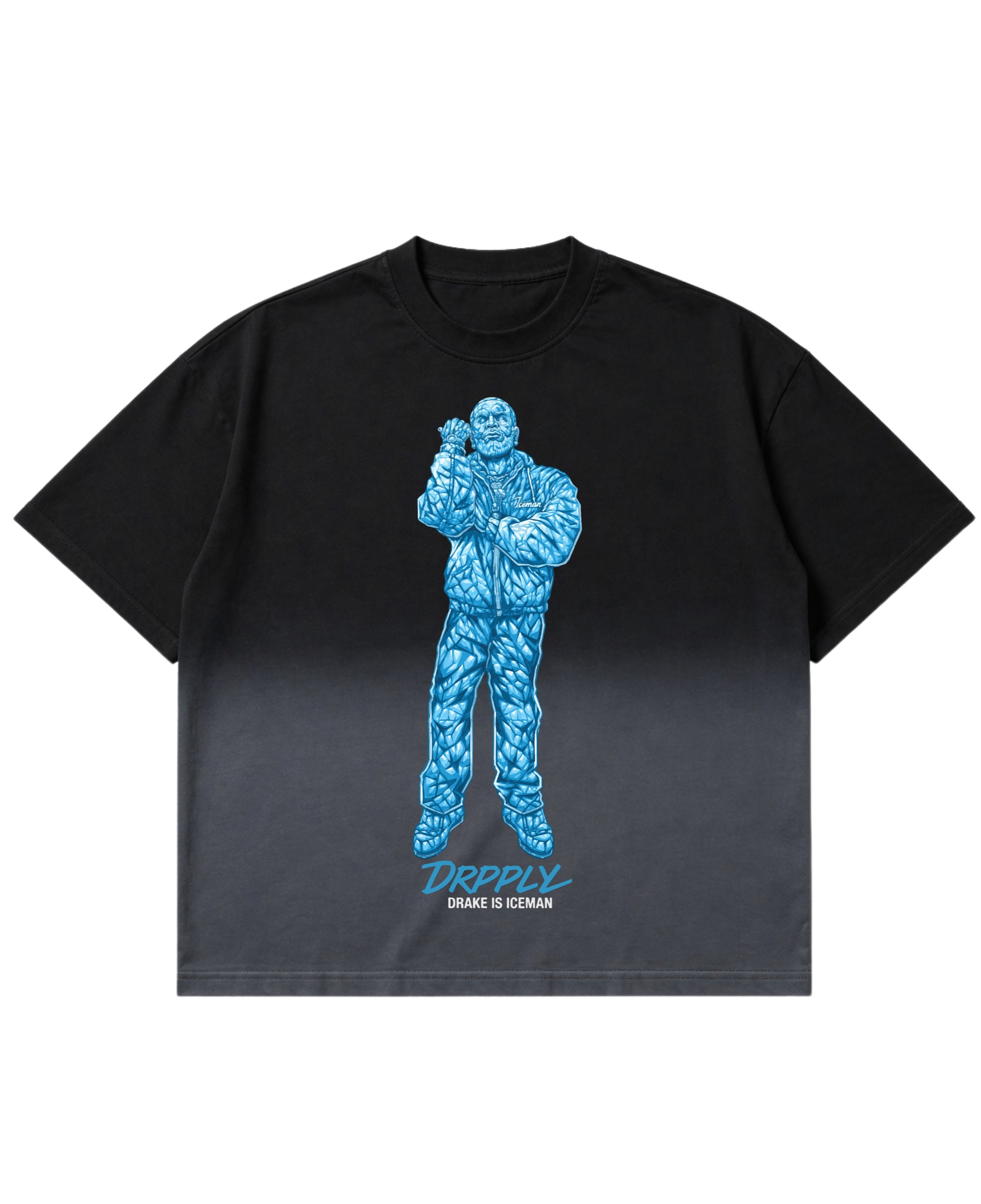 Black Ombré Wash Boxy Fit T-shirt Front Design