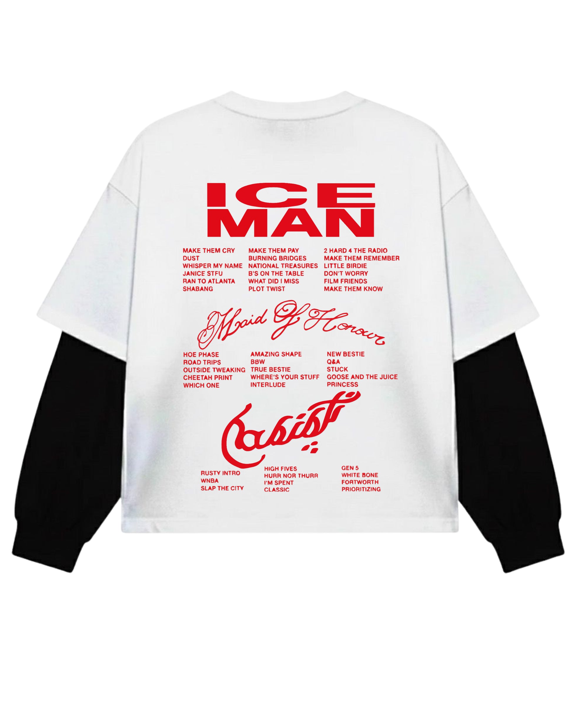 White With Black Sleeve Oversized Tee Back Design