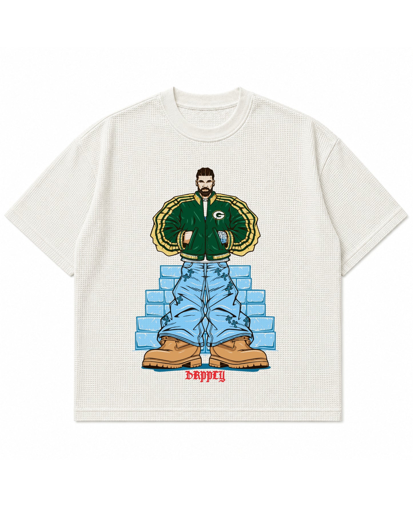 Off-white waffle boxy fit Front Design