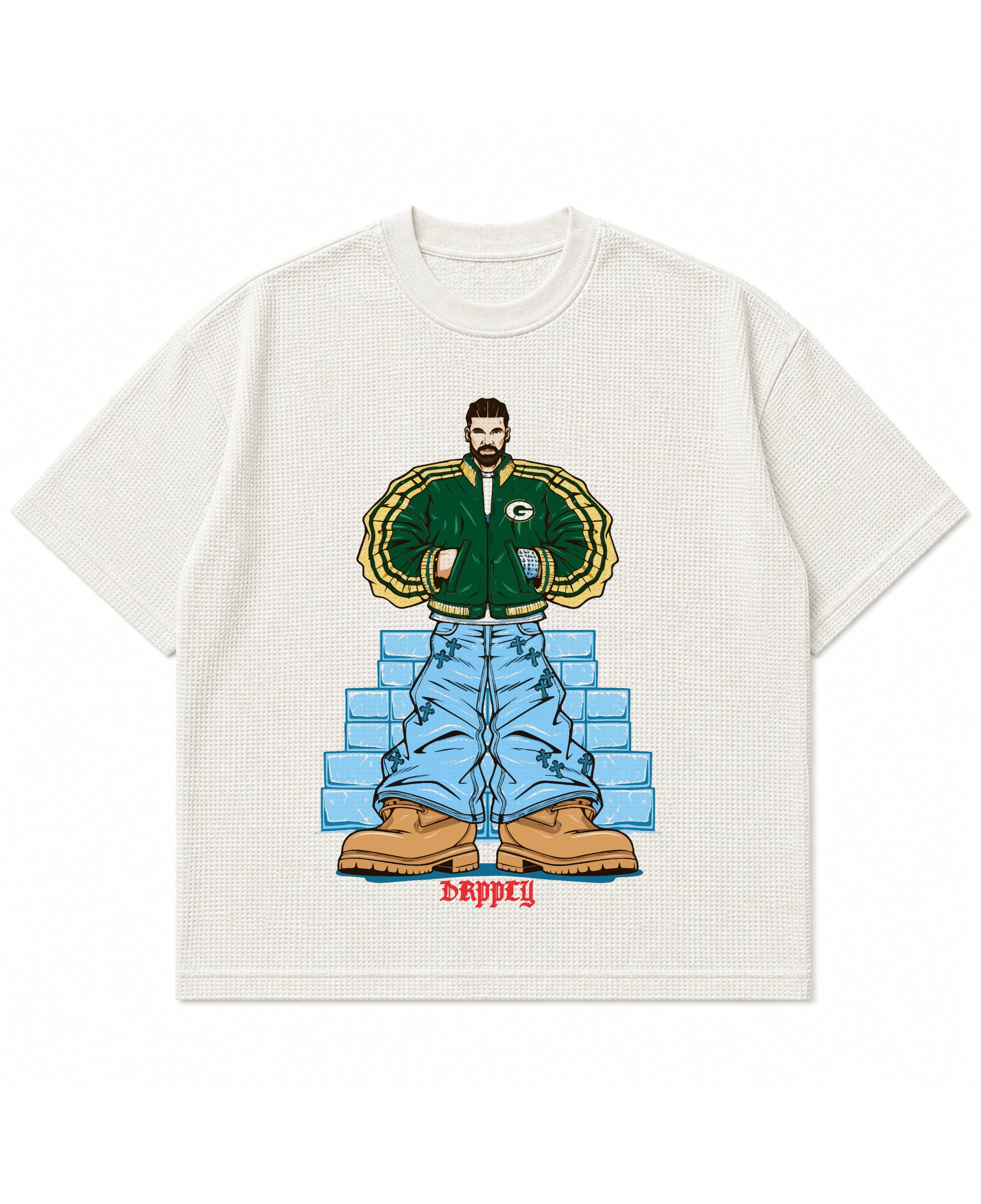 Off-white waffle boxy fit Front Design