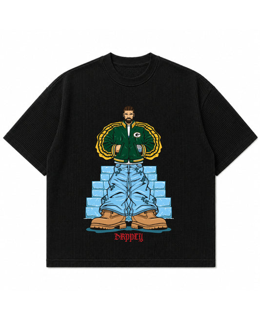 Black waffle boxy fit Front Design
