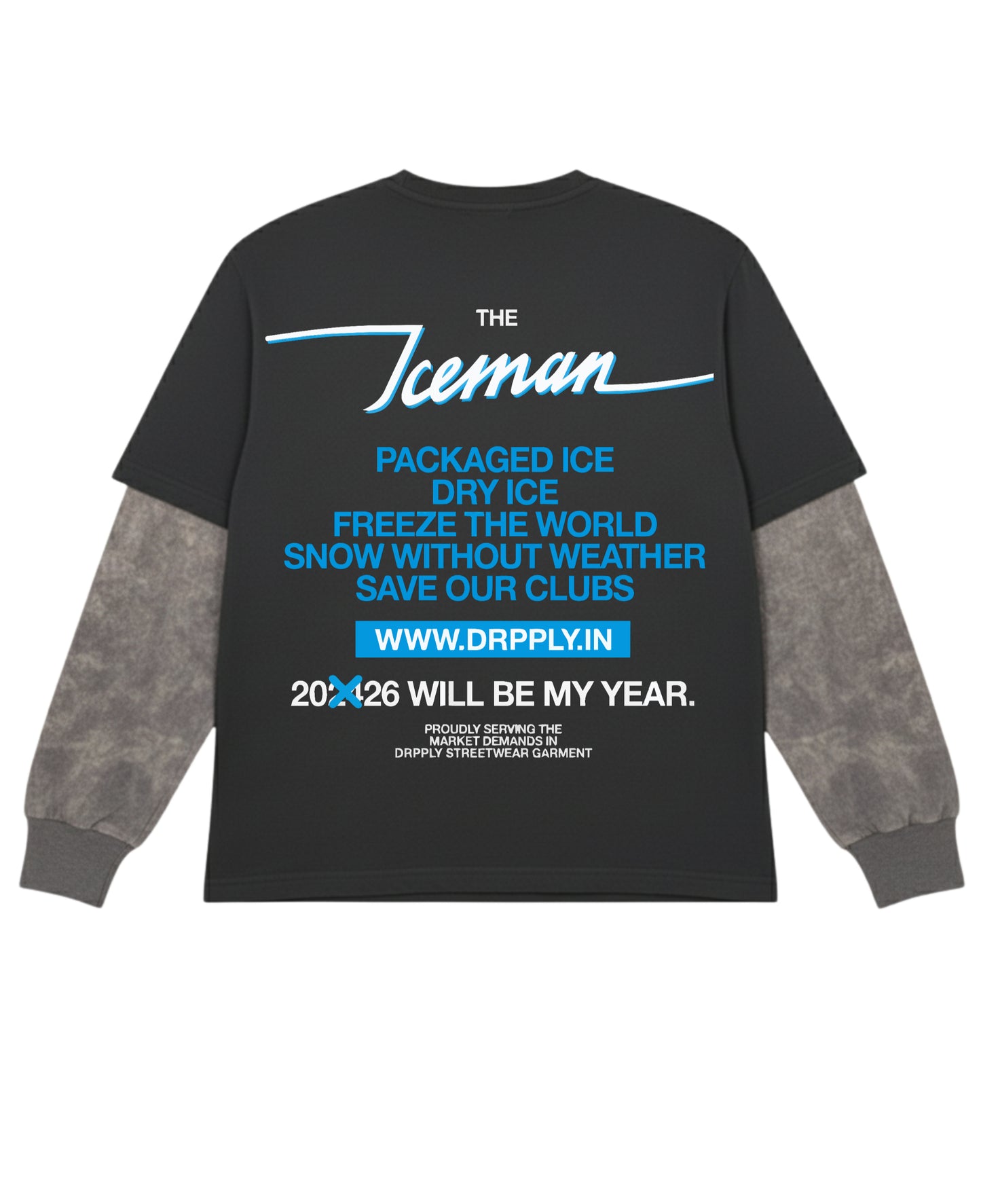 Black With Acidwash Sleeve Oversized Tee Back Design