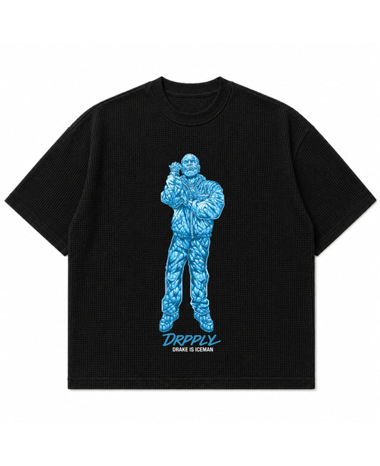 Black waffle boxy fit Front Design