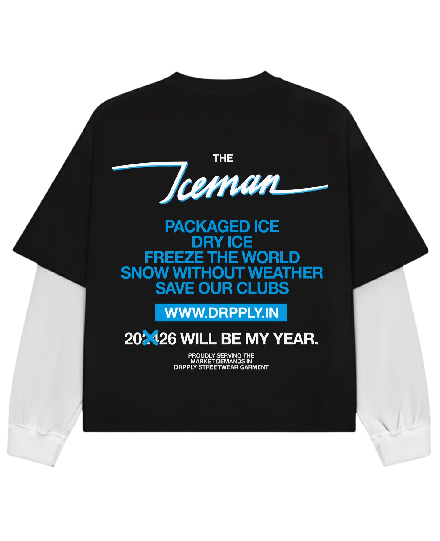 Black With White Sleeve Oversized Tee Back Design