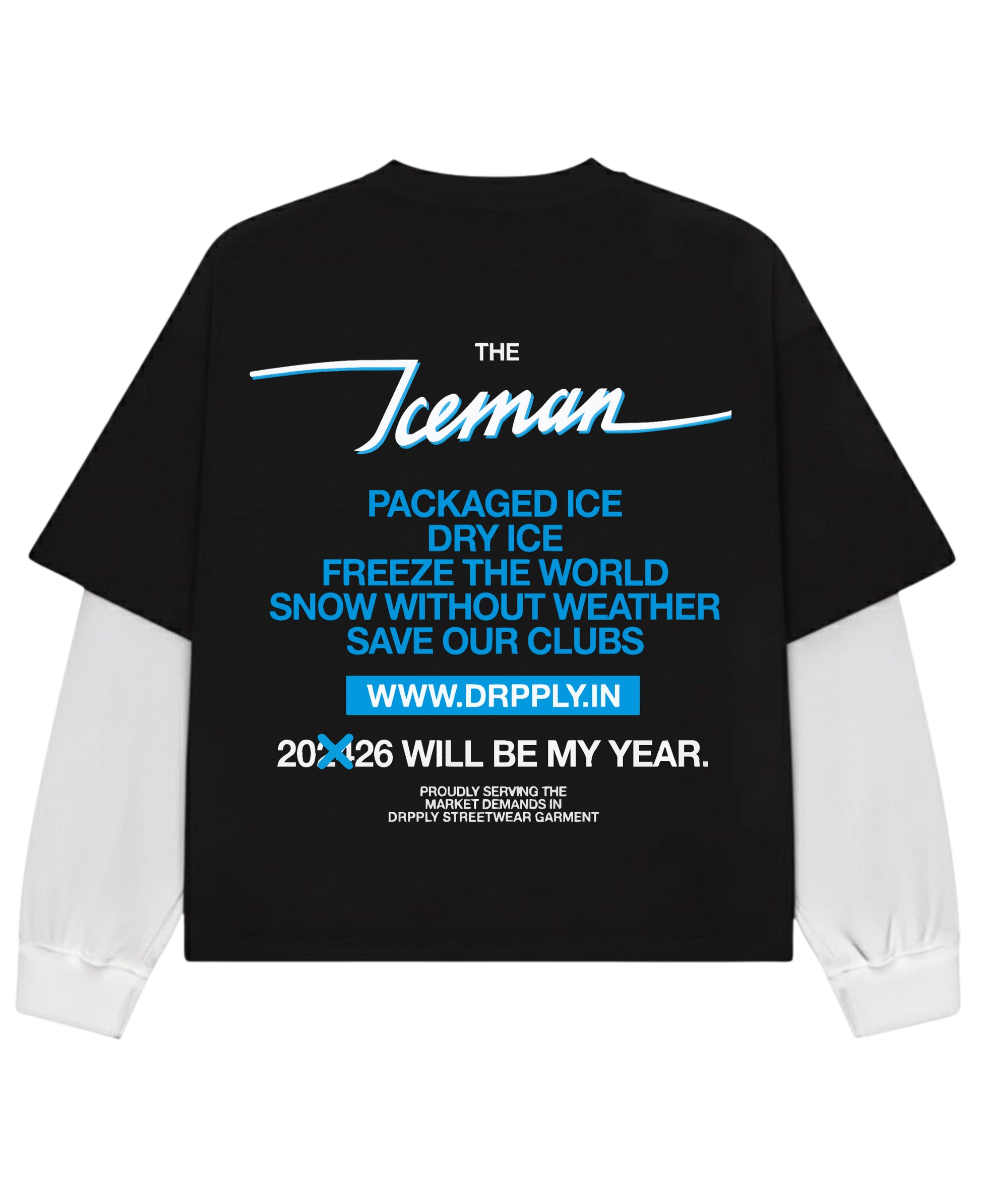 Black With White Sleeve Oversized Tee Back Design