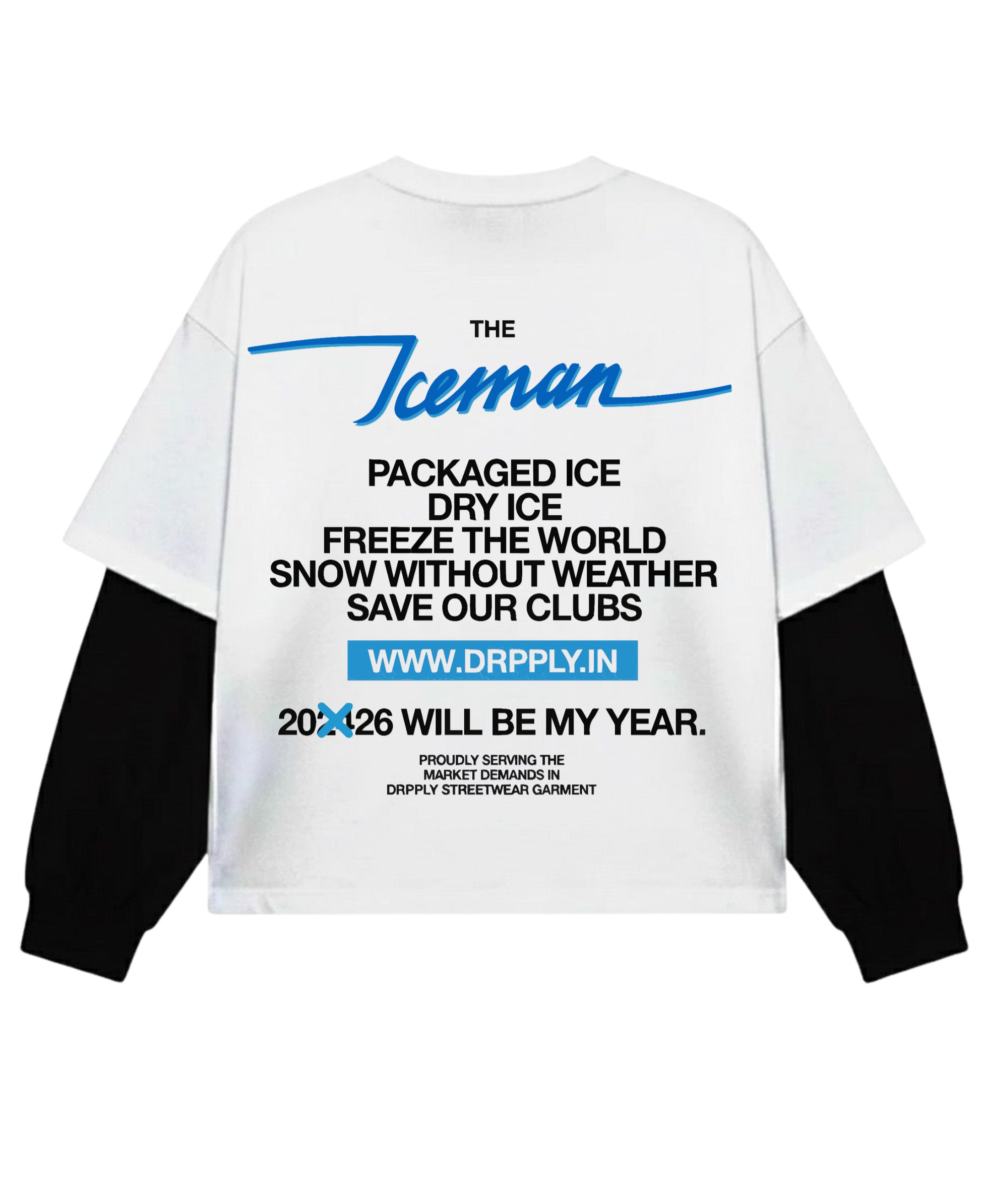 White With Black Sleeve Oversized Tee Back Design