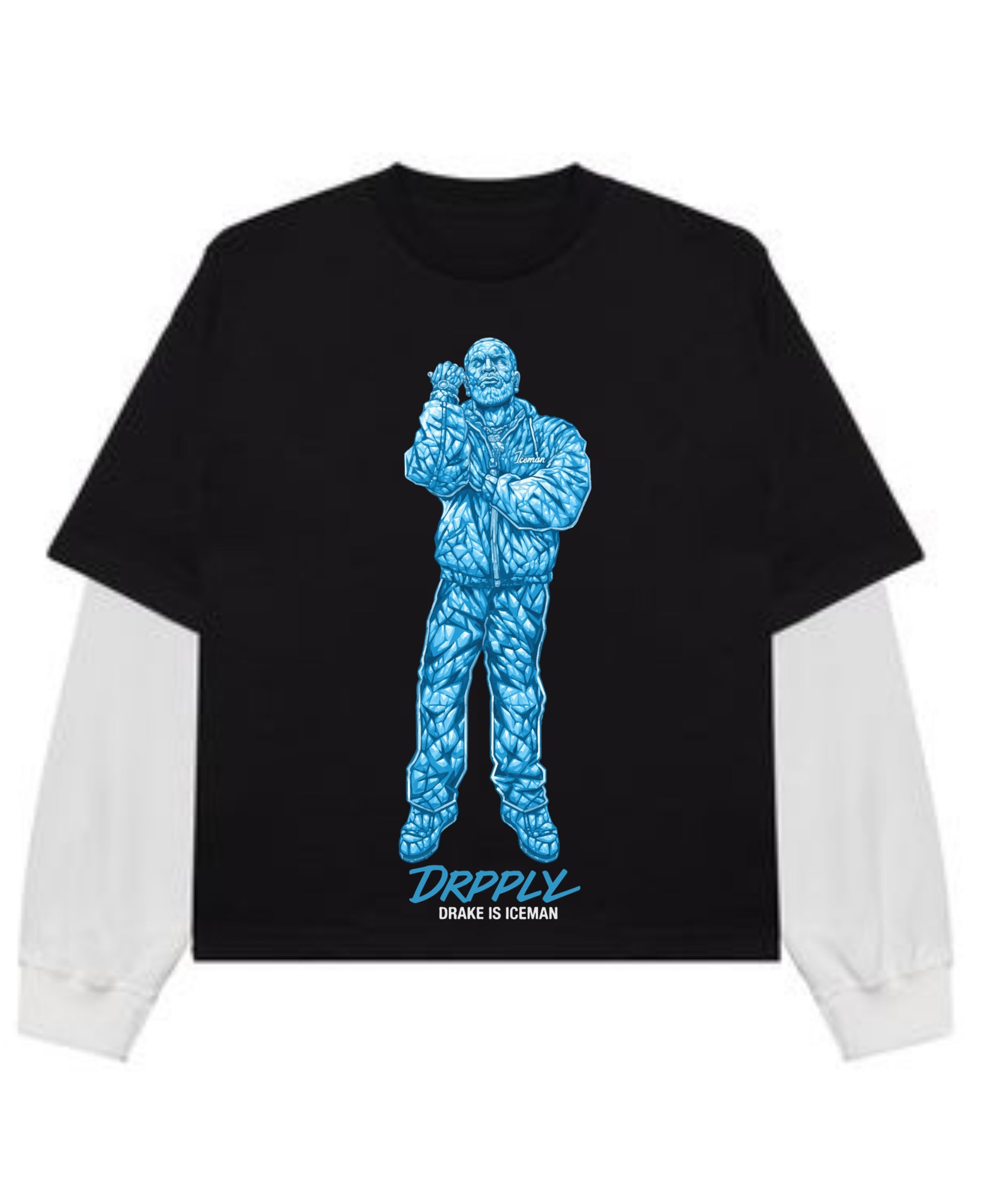 Black With White Sleeve Oversized Tee Front Design