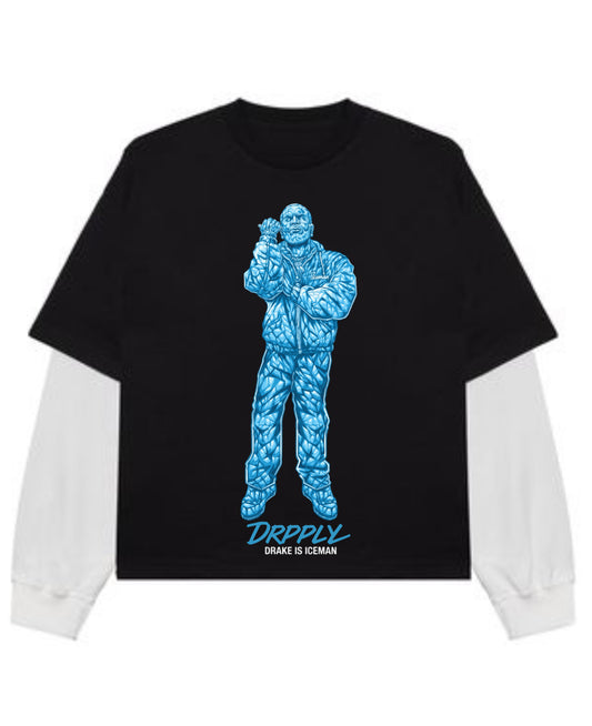 Black With White Sleeve Oversized Tee Front Design