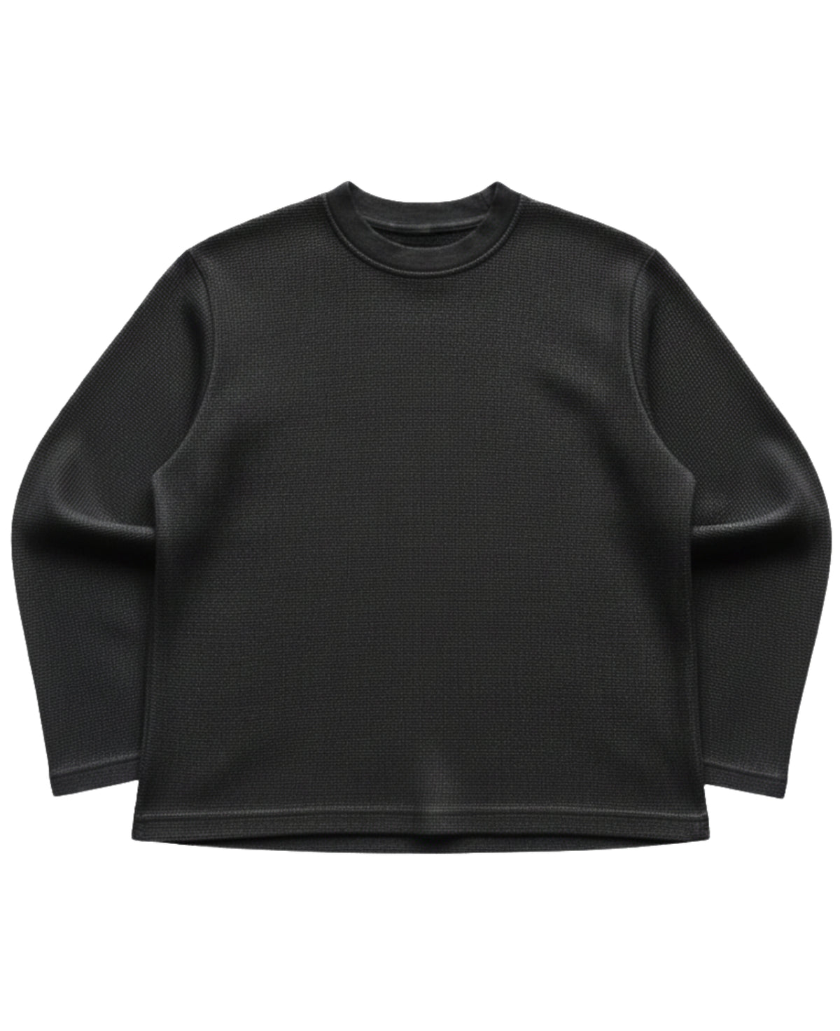 Black waffle knit oversized full-sleeve Front Design