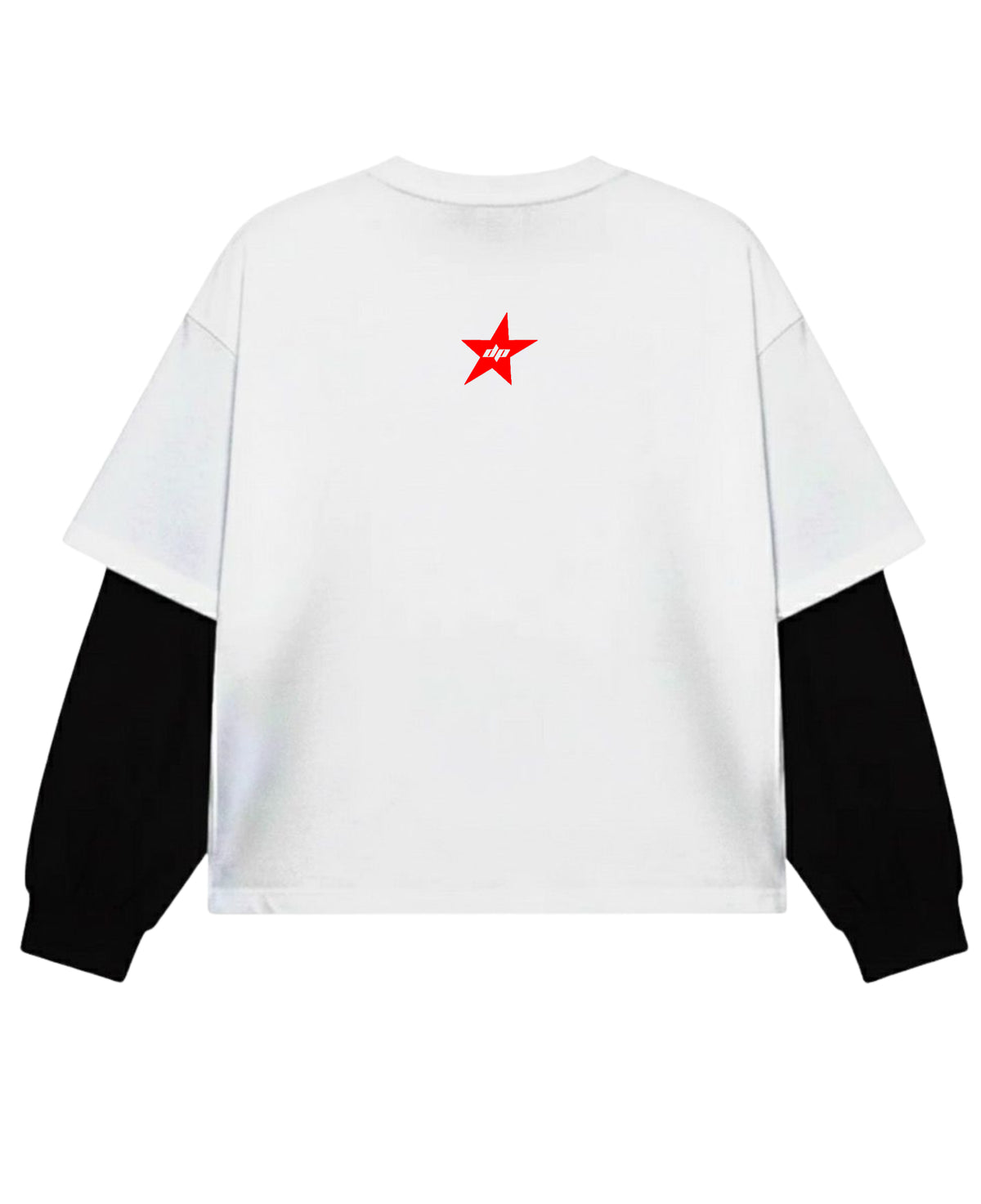 White With Black Sleeve Oversized Tee Back Design