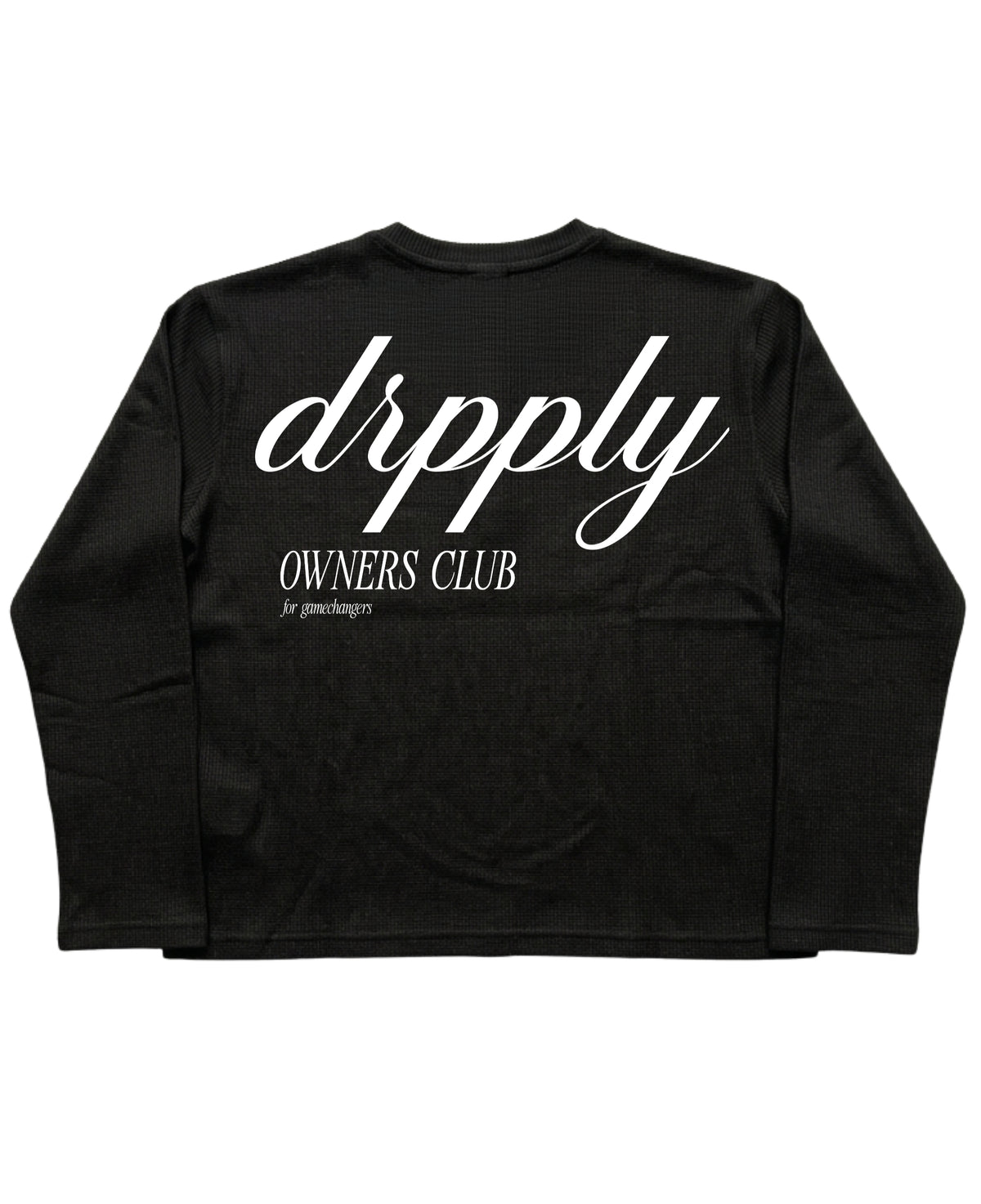 Black Henley waffle knit Back Design