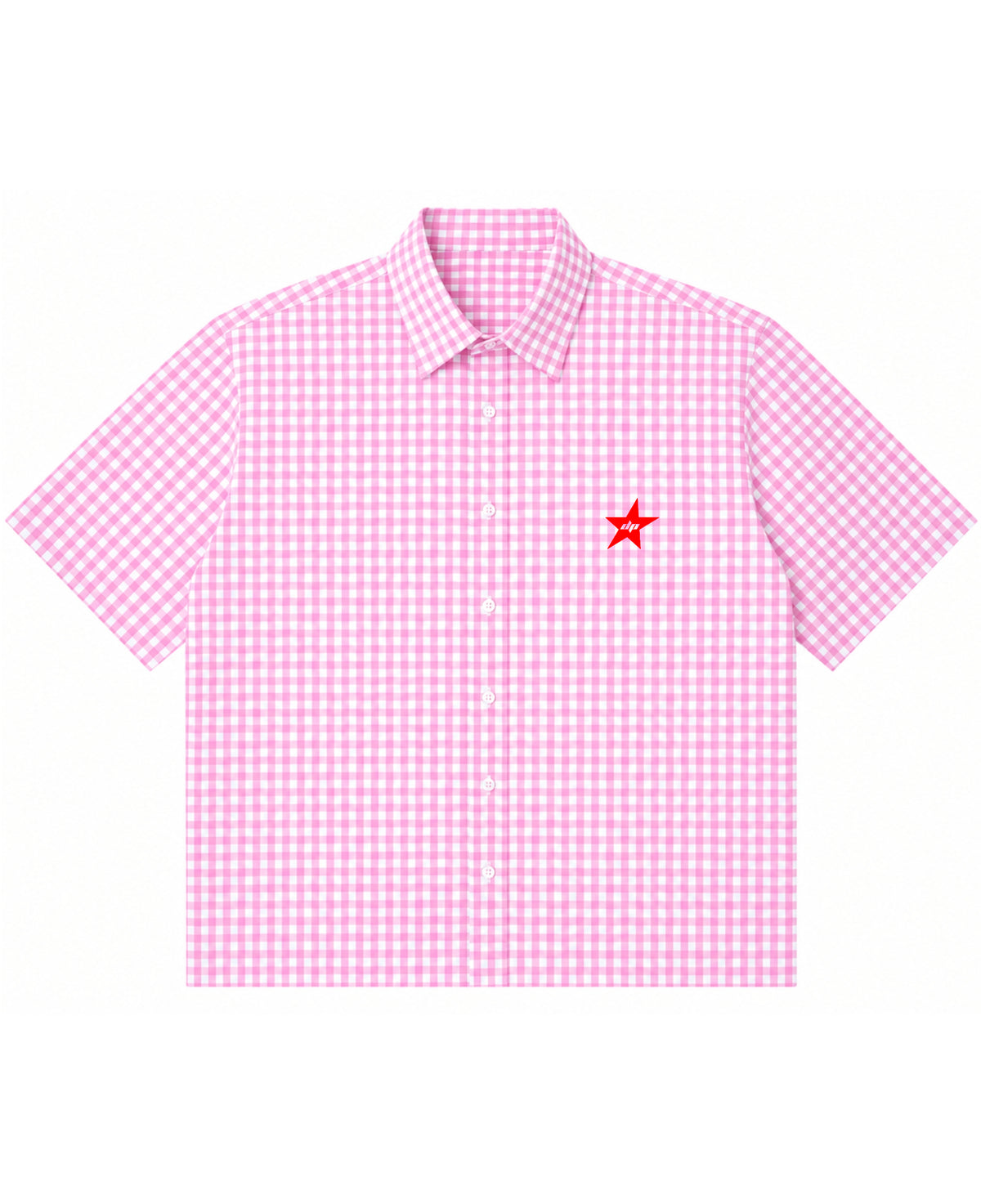 Pink Gingham Oxford Boxy Shirt Front Design