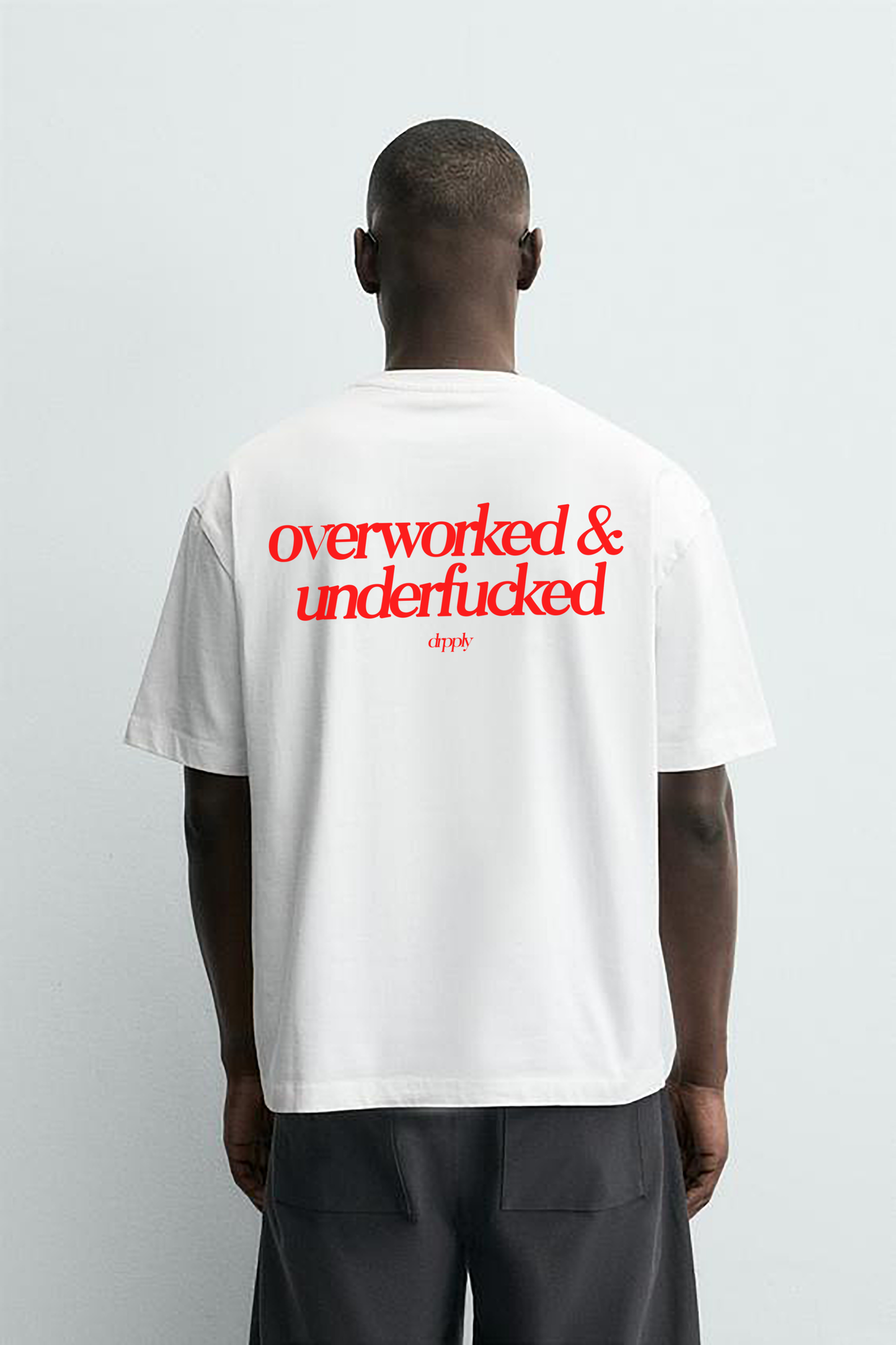 Oversized White Overworked Underloved T-shirt - Heavy 250 GSM Cotton